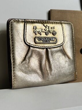 Vintage Coach Metallic Gold Compact Wallet